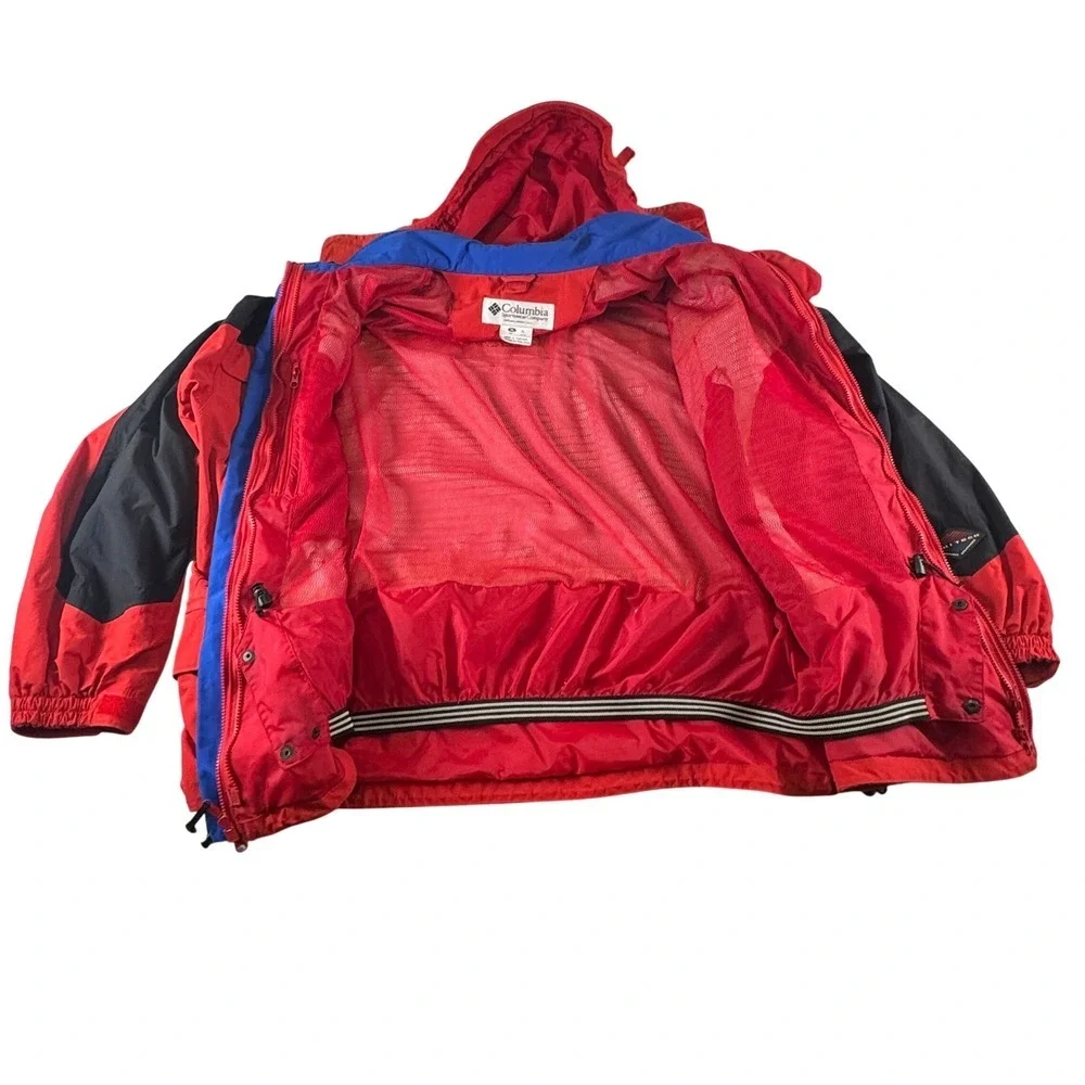 Columbia Sportswear Ascent Omni-Tech Parka Jacket Mens XL Red‎ Black Vintage